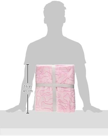 R0BTECH Bone Dry Embossed Bone Print Pet Blanket, Pink, 36x48"