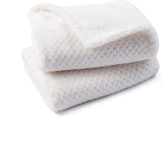 R0BTECH Warm Soft Fuzzy Dog or Cat Blanket, Plush Fleece Throws for Puppy, Kitten, Medium, Large Dogs - Ivory (S/24" x 32")