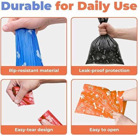 R0BTECH Best Pet Supplies Dog Poop Bags for Waste Refuse Cleanup, Doggy Roll Replacements for Outdoor Puppy Walking and Travel, Leak Proof and Tear Resistant, Thick Plastic - Assorted, 300 Bags