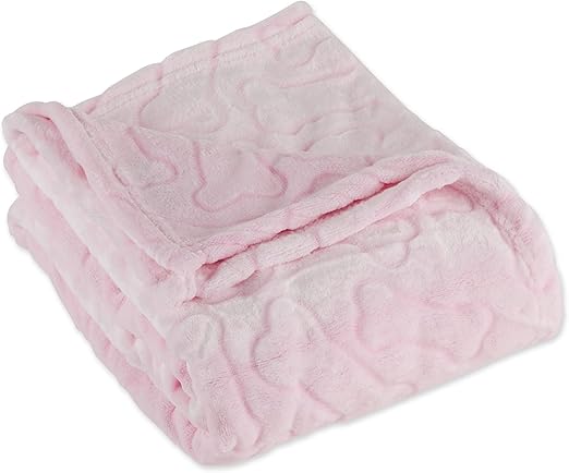 R0BTECH Bone Dry Embossed Bone Print Pet Blanket, Pink, 36x48"