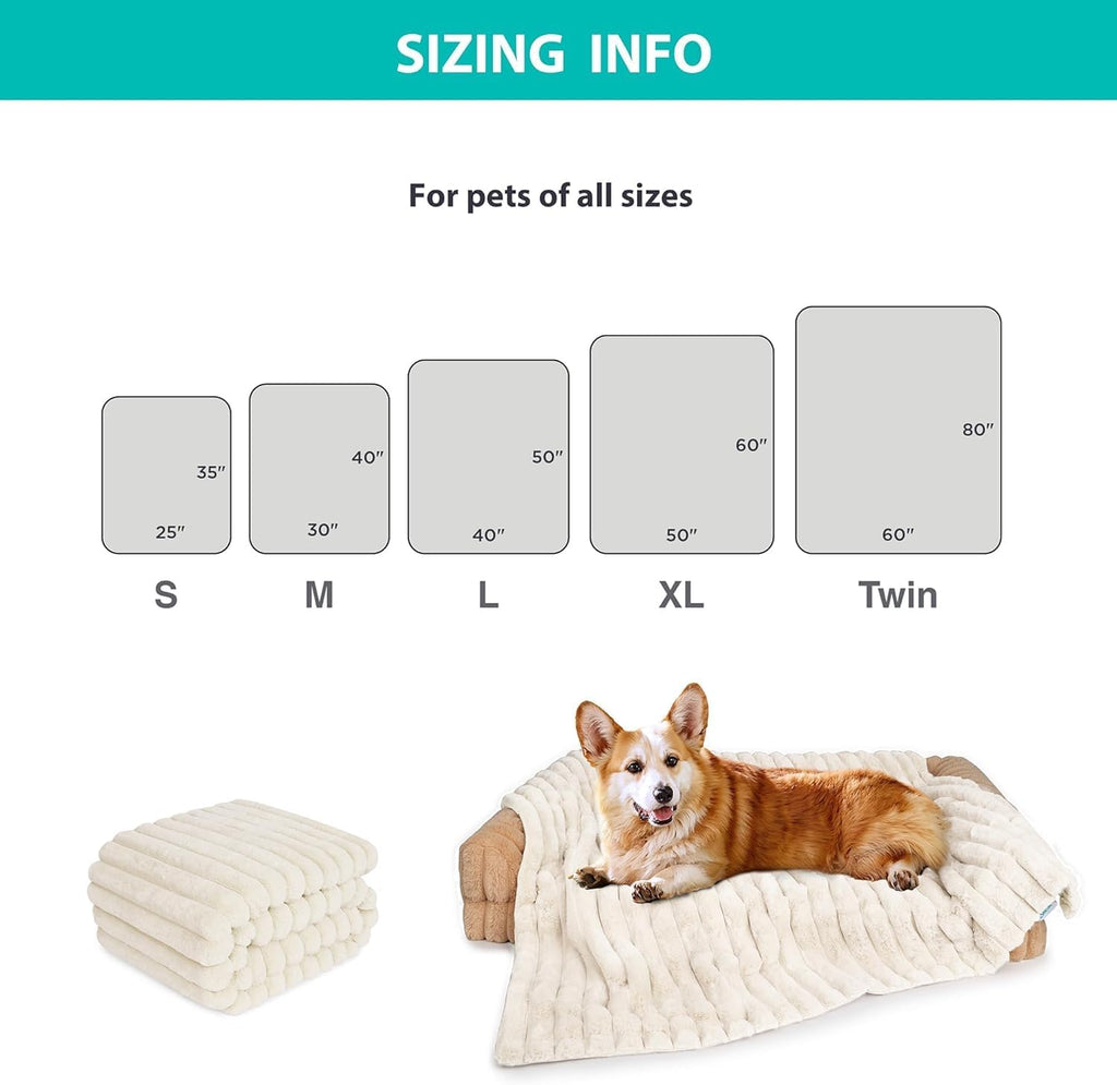 R0BTECH Waterproof Pet Blanket for Large Dogs & Cats - Reversible Calming Plush, Washable Furniture Cover for Couch, Bed, Car Seat, Blocks Leaks, Stains & Pet Fur (Cream, 30"x40")