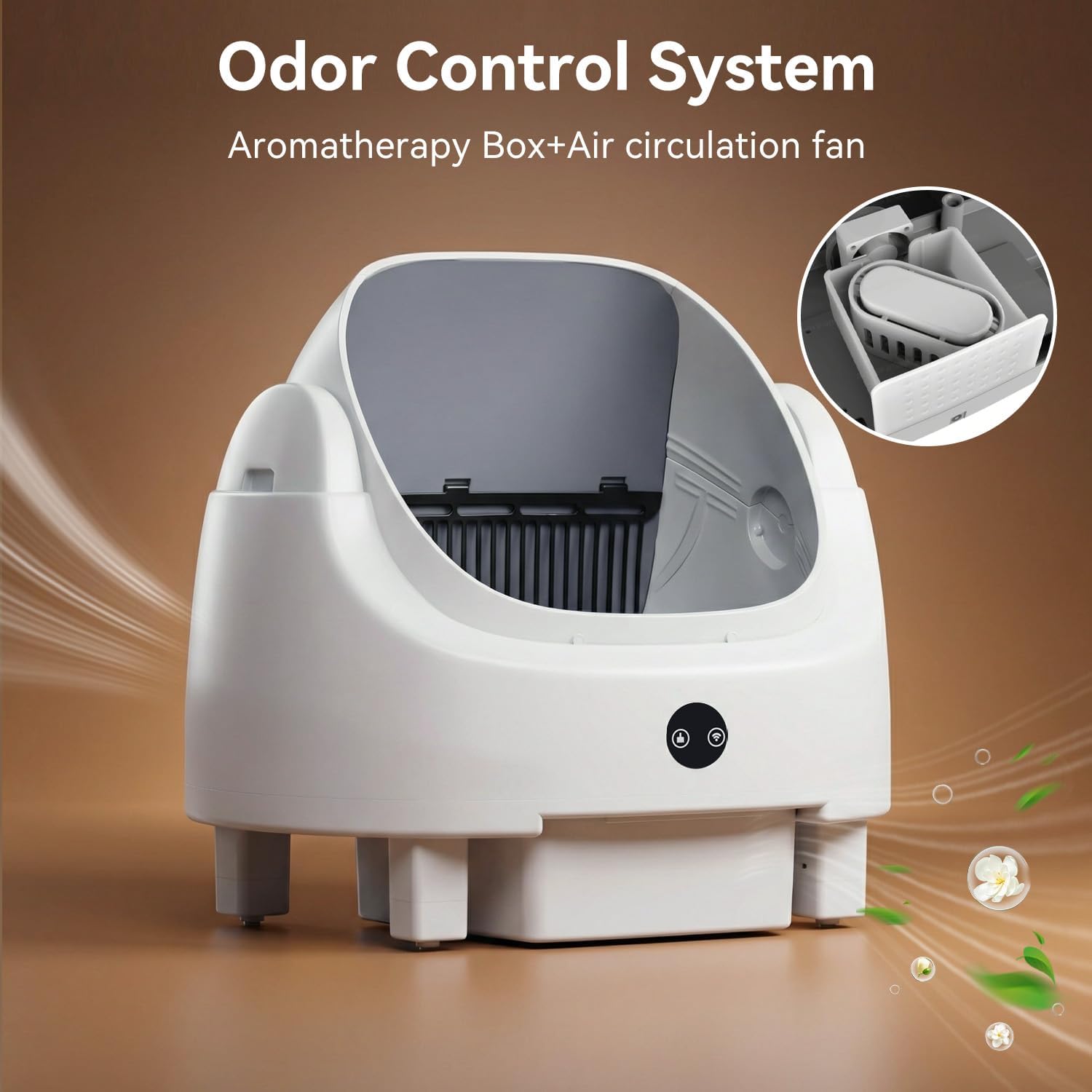 R0BTECH Automatic Litter Box App Control Self Cleaning Litter Box Odor Control＆Safety Protection for Multiple Cats with Garbage Bag, Cat Litter Mat and Fragrance Box