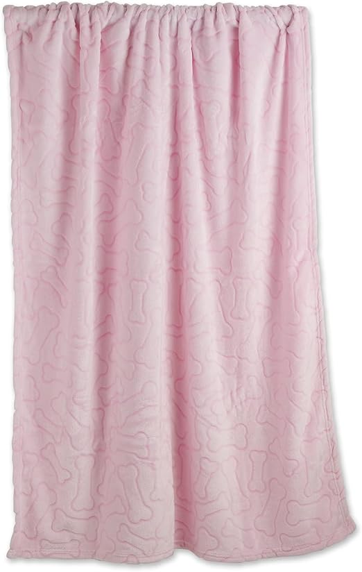 R0BTECH Bone Dry Embossed Bone Print Pet Blanket, Pink, 36x48"
