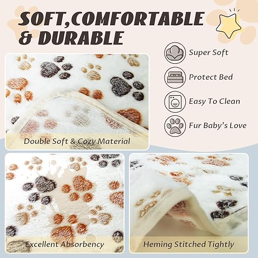 R0BTECH 6 Pcs Absorbent Guinea Pig Blankets Washable Small Animal Fleece Bedding Cage Liners Reusable Pet Pee Pad Sleep Mat Pad Cover for Hamster Ferret Rabbit Chinchilla Hedgehog (16"x24")