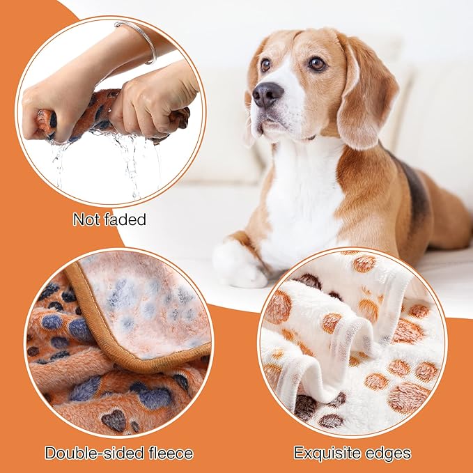 R0BTECH 18 Pcs Fleece Puppy Blanket Bulk, Soft Warm Pet Blanket with Paw Bone Star Elephant Dot Heart Printed Fluffy Throw Bed Mat for Small Medium Dog Cat Kitten Animals(23 x 16 Inch, Sweet)