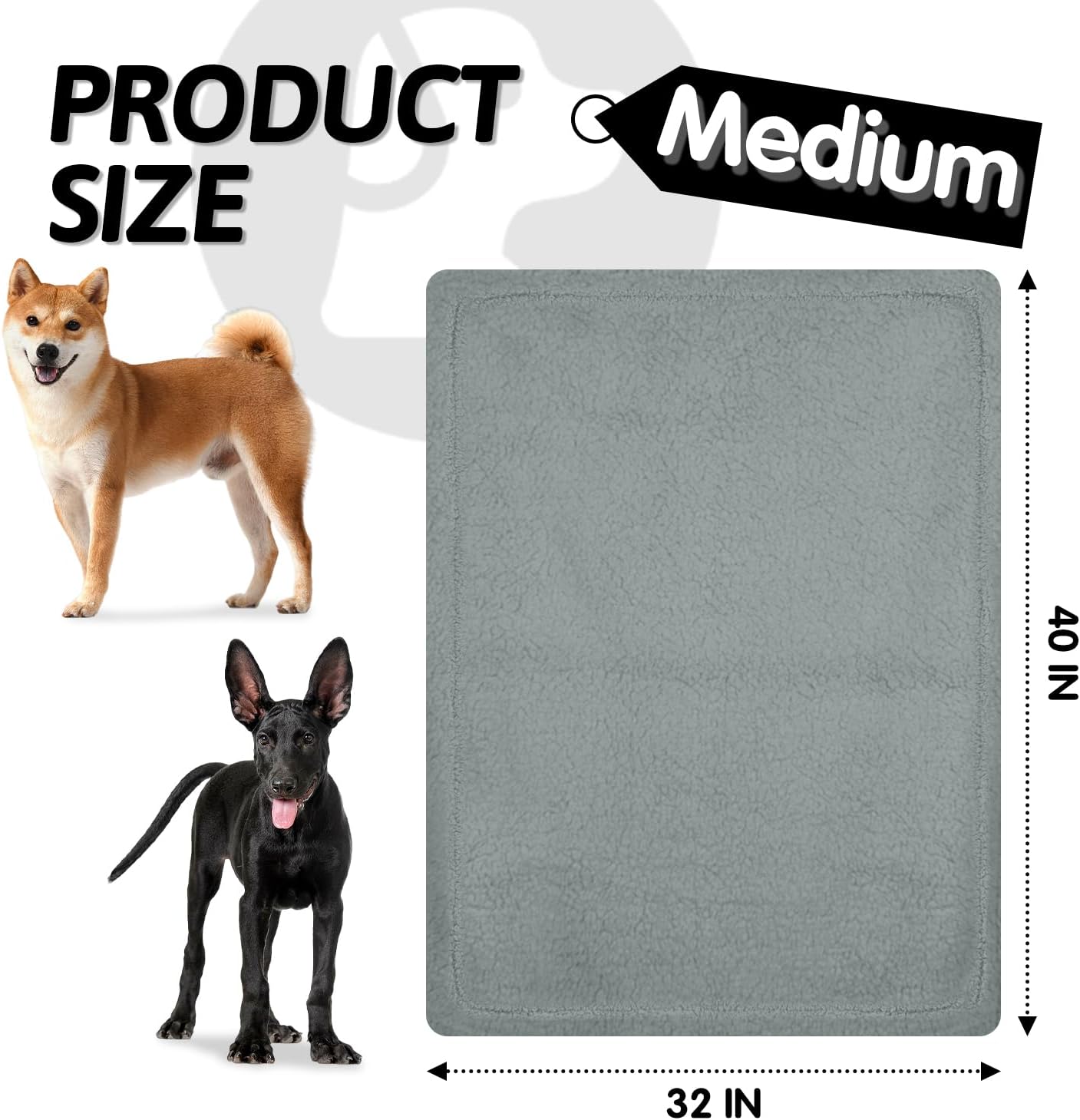 R0BTECH  Dog Blanket Soft Dog Blankets for Large Dogs Puppy Essentials Washable Sherpa Fleece Cat Blanket 32x40 Inches for Bed Furniture Couch Sofa (Medium, Grey)