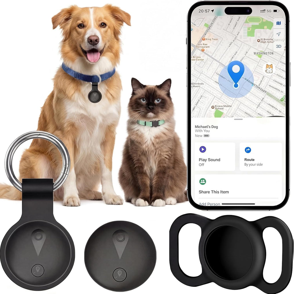 R0BTECH GPS Tracker for Dogs, Smart Collar with Real-Time Location - Pet Location Tracker with Holder, No Monthly Fee/No SIM Card, Works with iOS Find My, Ultra-Slim, IP68 Waterproof, Reliable Performance