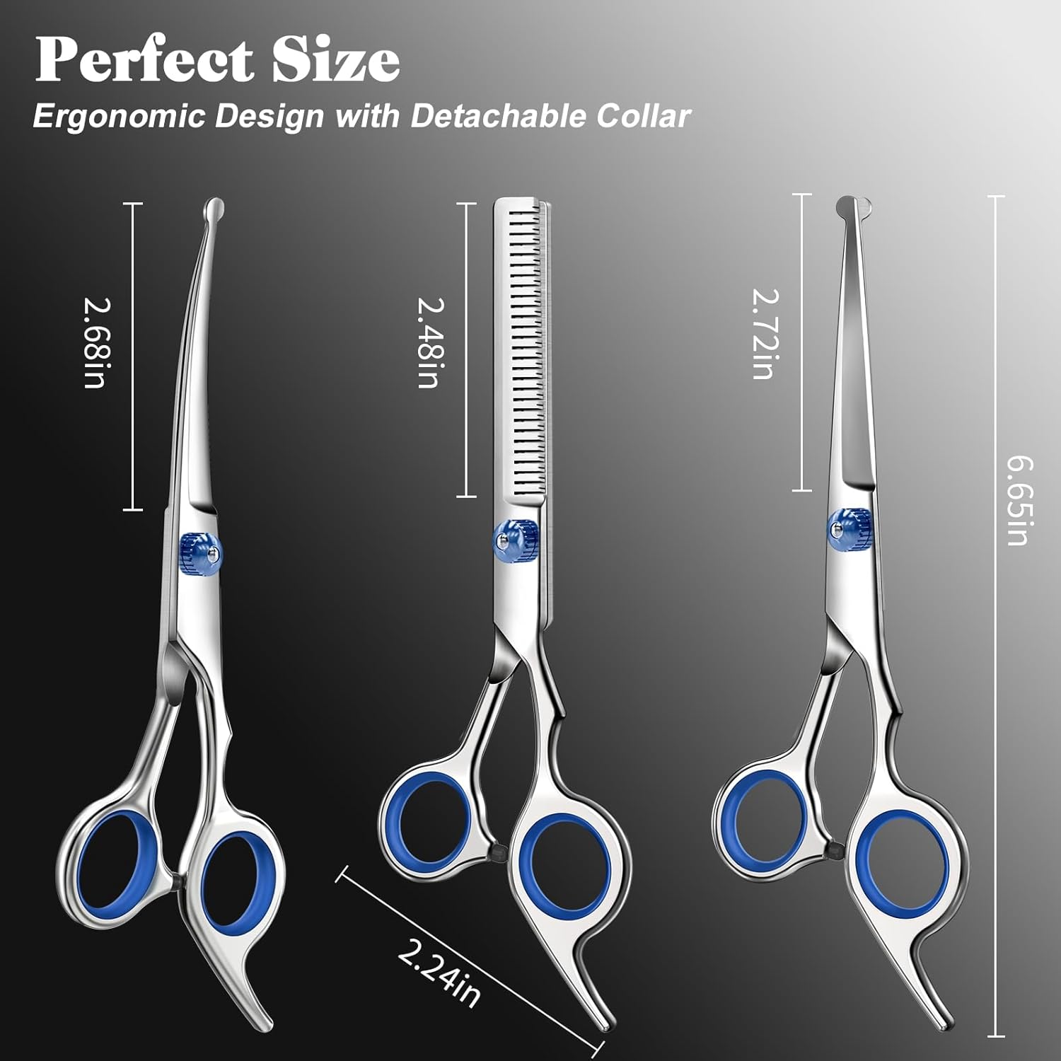 R0BTECH Professional 4 in 1 Dog & Cat Grooming Scissors Kit with Safety Round Tips,Sharp & Durable,Dog Shears for Grooming - Includes Straight, Curved, Thinning Scissors and Comb - Premium Pet Supplies