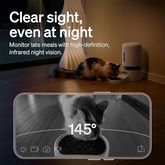 R0BTECH Automatic Cat Feeder with Camera, 1080P HD & Night Vision, 5GHz/2.4GHz WiFi & Cam Smart Pet Feeder with App Control, 2-Way Audio, Motion Alerts for Cats & Dogs, Stainless Steel Single Tray