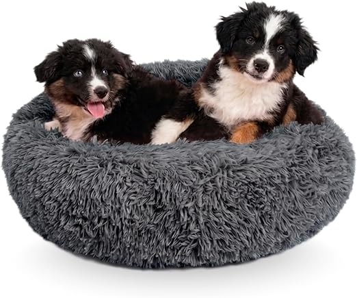 R0BTECH Pets Large Dog Bed, Calming Orthopedic Pet Bedding for Anxiety Relief, Joint Support & Comfort, Washable Dog Furniture, M 45lbs, Dark Grey