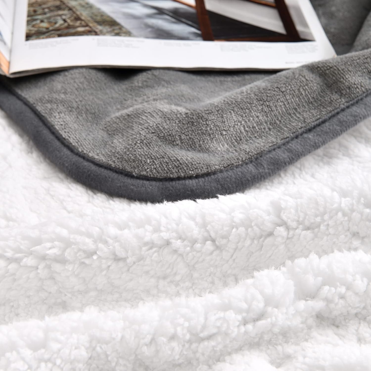 R0BTECH Waterproof Blanket for Bed Couch Sofa, Soft Liquid Pee Proof Pet Blanket for Dog Puppy Cat, Reversible Sherpa Fleece Furniture Protector (Grey, 50x60 inches)