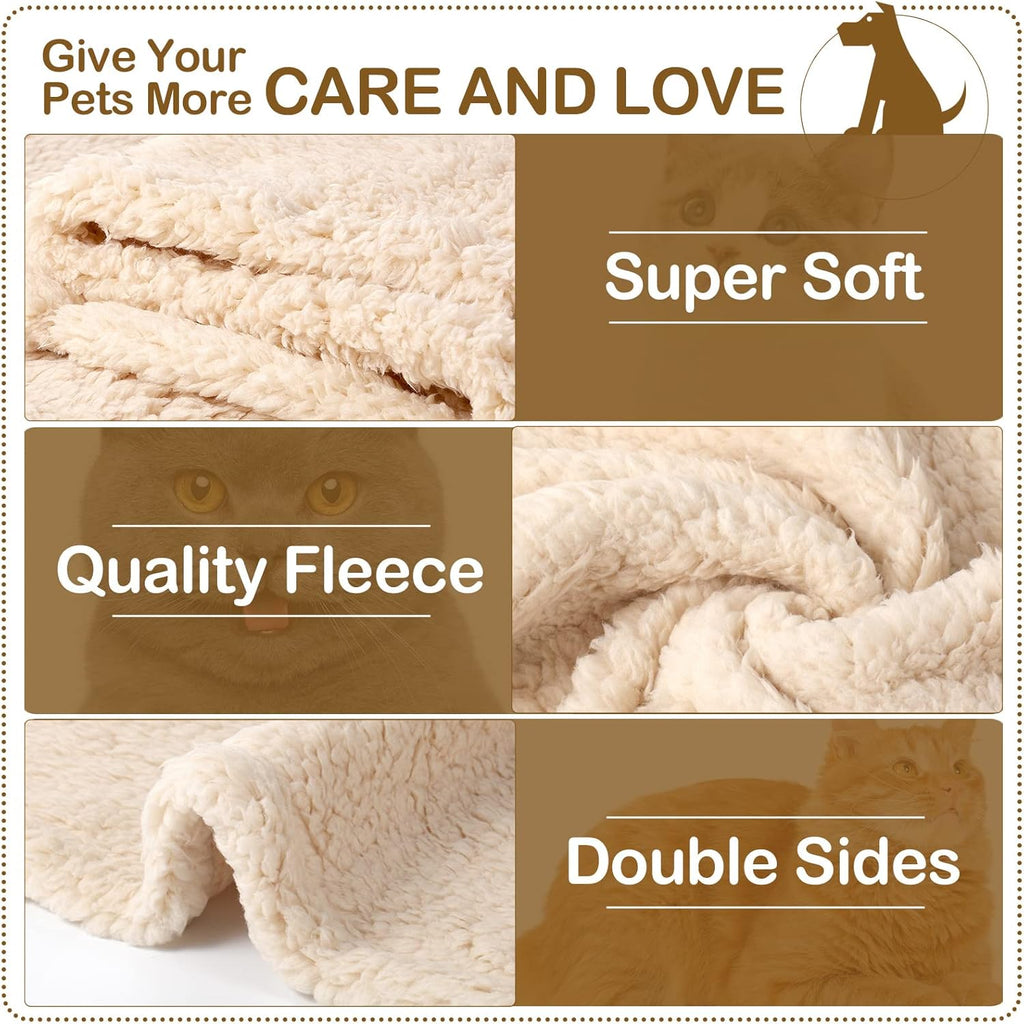 R0BTECH 6 Pcs Blankets for Dogs Cats, Soft Warm Fluffy Fleece Pet Calming Blanket, Washable Flannel Throw for Small Medium Pet, Gray/Beige/Khaki(31 x 24 Inch)