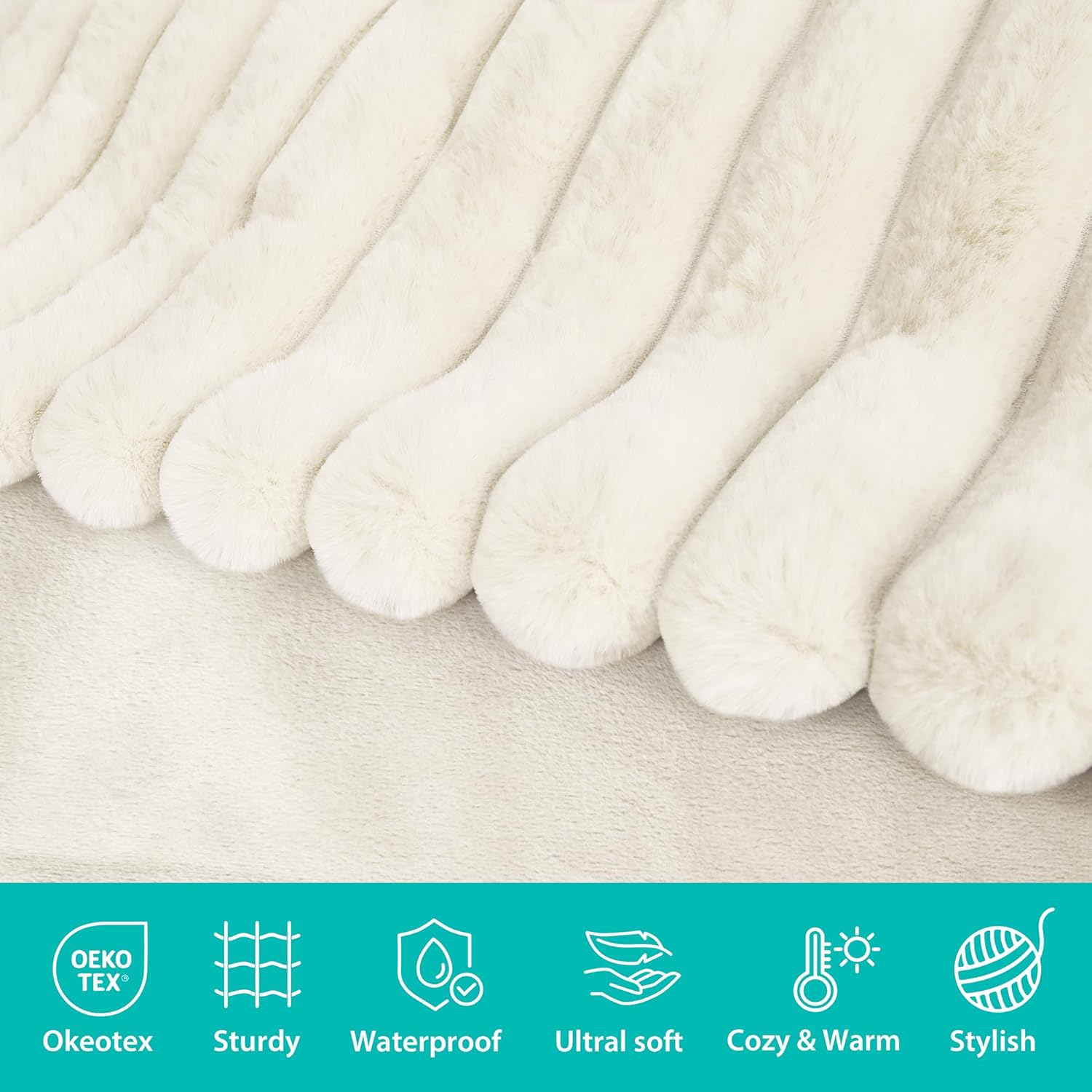 R0BTECH Waterproof Pet Blanket for Large Dogs & Cats - Reversible Calming Plush, Washable Furniture Cover for Couch, Bed, Car Seat, Blocks Leaks, Stains & Pet Fur (Cream, 30"x40")