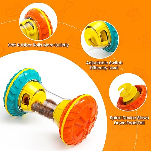 R0BTECH Interactive Dog Toys, Dog Puzzle Toys for Smart, Dog Enrichment Toy to Keep Them Busy, Treat Dispensing Toy Slow Puzzles Feeder, Yellow
