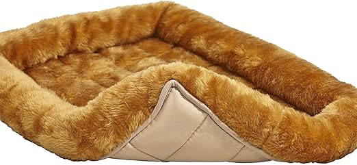R0BTECH  for Pets QuietTime XXS Dog Bed – Cinnamon Faux Fur Bolster, Ultra-Soft and Machine Washable, Fits 18-Inch Crates and Carriers, for Small Dogs and Cats