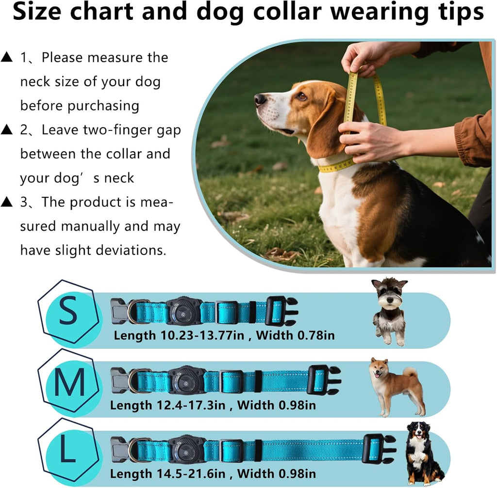 R0BTECH Smart Tracker Dog Collar, Waterproof Dog Collars Holder with Tracker Tag for Apple Find My (iOS Only) Reflective Pet Dog Collar Tracking for Small Medium Large Dogs (SkyBlue, M)