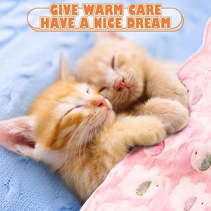R0BTECH 18 Pcs Fleece Puppy Blanket Bulk, Soft Warm Pet Blanket with Paw Bone Star Elephant Dot Heart Printed Fluffy Throw Bed Mat for Small Medium Dog Cat Kitten Animals(23 x 16 Inch, Sweet)