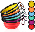 R0BTECH Collapsible Dog Bowl for Travel (12oz), 6 Pack Portable Pet Bowl with Carabiners, Foldable, Expandable