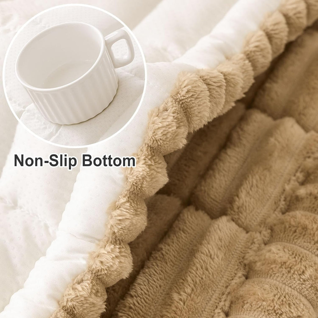 R0BTECH Couch Covers for Dogs Washable, Non Slip Plush Dog Sofa Protectors, Fuzzy Pet Couch Covers for 3 Cushion Sofa Pet Friendly (Camel, 27.6" x 59")