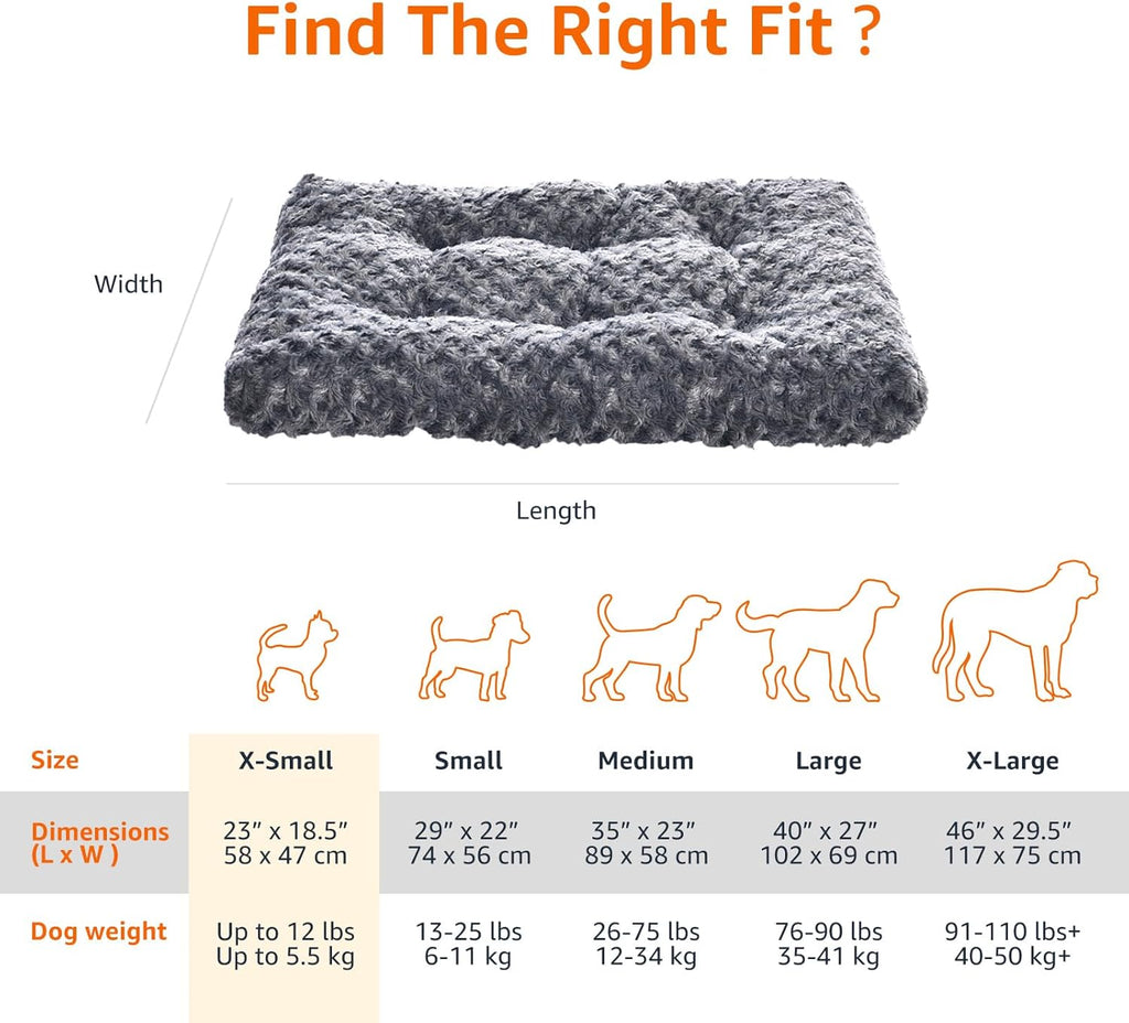 R0BTECH Basics Washable Cat and Dog Bed and Crate Pad, Indoor, Easy to Clean, 23" x 18" x 2.5", Gray