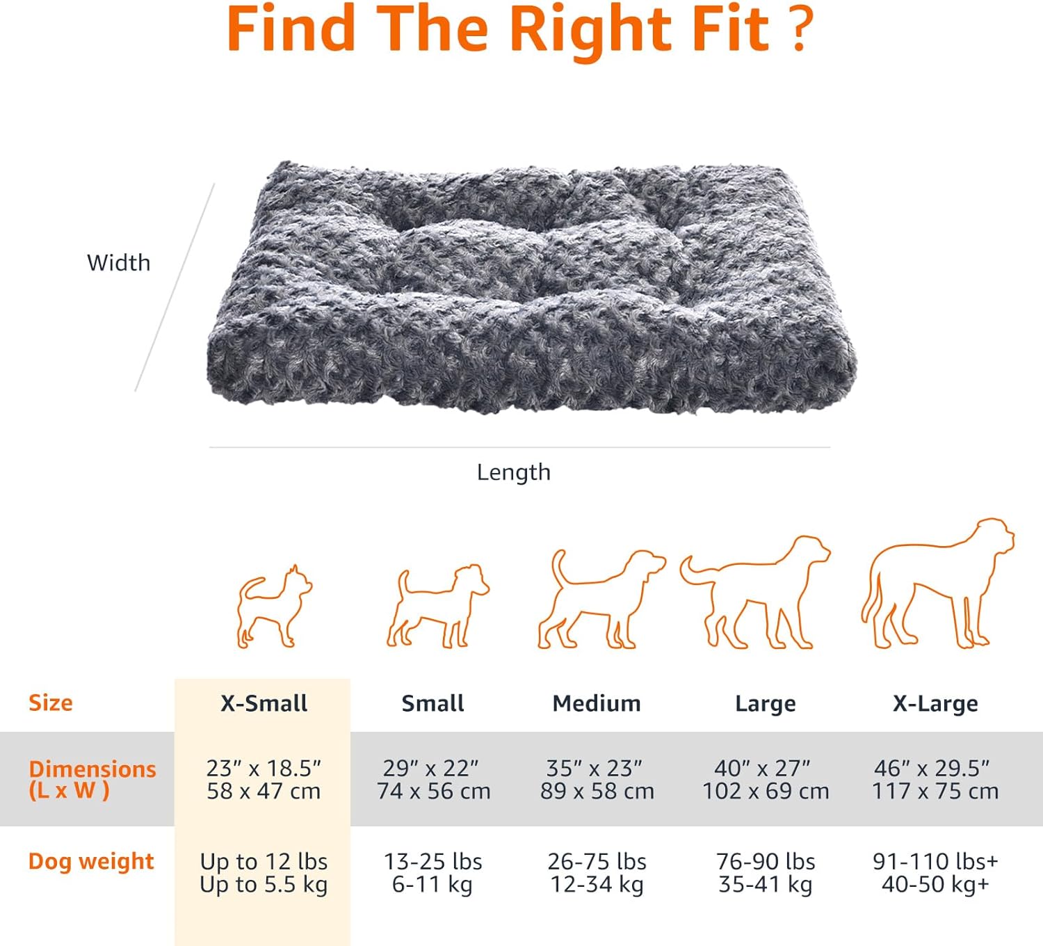 R0BTECH Basics Washable Cat and Dog Bed and Crate Pad, Indoor, Easy to Clean, 23" x 18" x 2.5", Gray