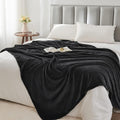 R0BTECH Fleece Blanket Black Throw Blankets for Couch & Bed, Luxury Plush Cozy Fuzzy Blanket 50x60 inches, Super Soft Warm Lightweight Throw Blanket for Travel Camping