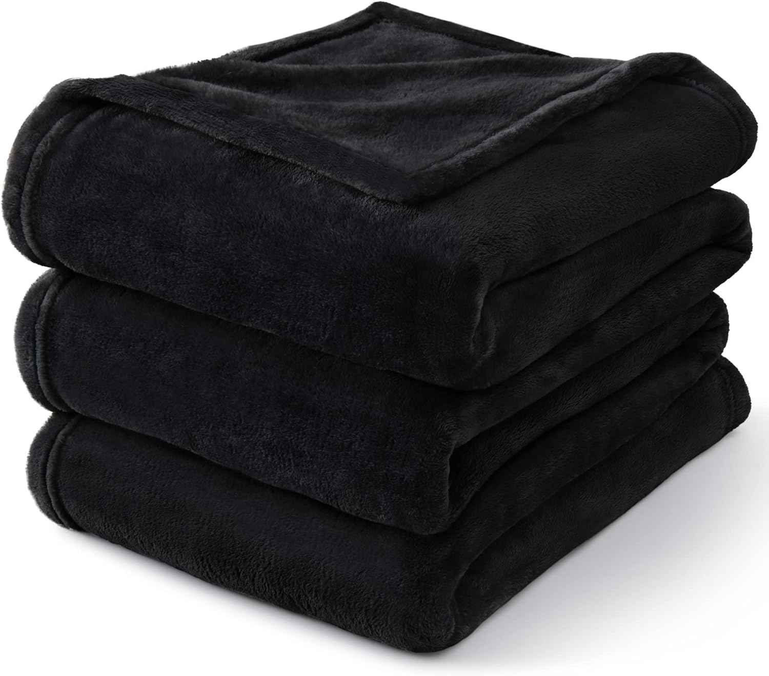 R0BTECH Fleece Blanket Black Throw Blankets for Couch & Bed, Luxury Plush Cozy Fuzzy Blanket 50x60 inches, Super Soft Warm Lightweight Throw Blanket for Travel Camping