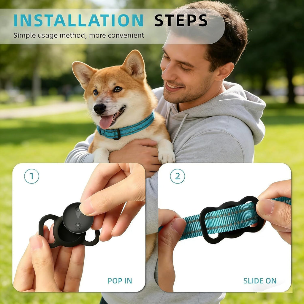 R0BTECH GPS Tracker for Dogs, Smart Collar with Real-Time Location - Pet Location Tracker with Holder, No Monthly Fee/No SIM Card, Works with iOS Find My, Ultra-Slim, IP68 Waterproof, Reliable Performance