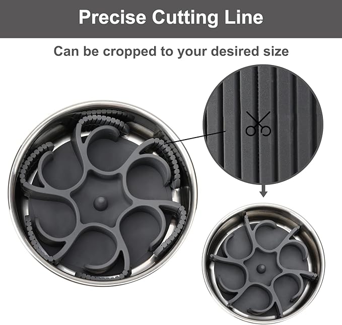 R0BTECH Dog Slow Feeder Bowls Silicone Spiral Pet Food Feeder Insert to Slow Down Eating for Large Medium Small Breed Dogs Perfect with Stainless Steel Glass Ceramic Pet Bowls (Grey)