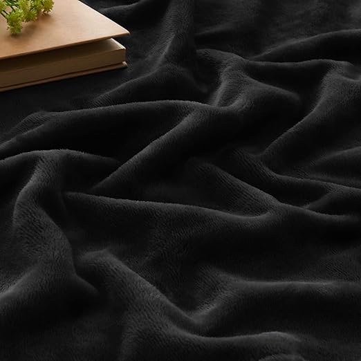 R0BTECH Fleece Blanket Black Throw Blankets for Couch & Bed, Luxury Plush Cozy Fuzzy Blanket 50x60 inches, Super Soft Warm Lightweight Throw Blanket for Travel Camping