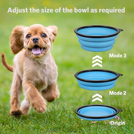 R0BTECH Collapsible Dog Bowl for Travel (12oz), 6 Pack Portable Pet Bowl with Carabiners, Foldable, Expandable