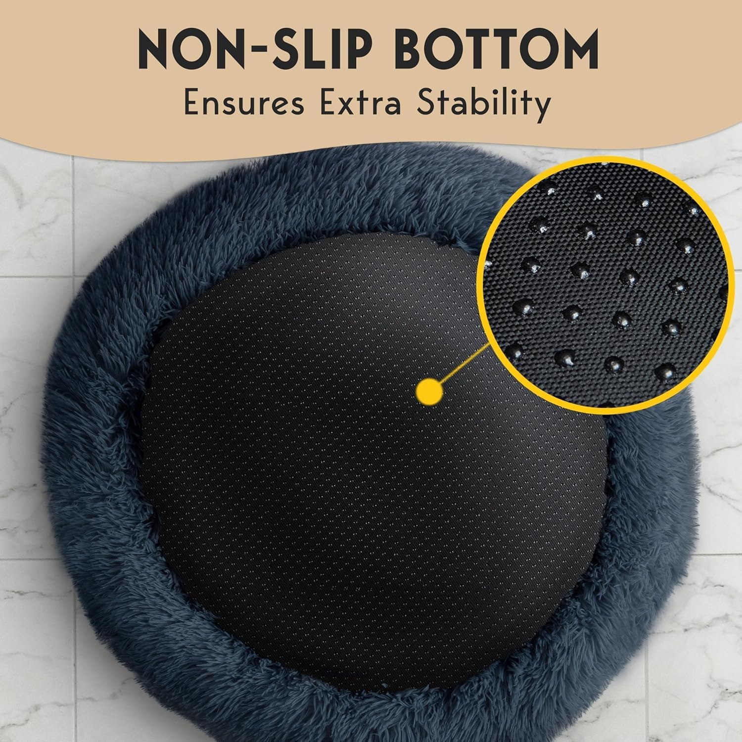 R0BTECH Calming Dog Bed Medium Size Dog - 30'' Donut Bed, Washable Dog Bed, Anti-Slip & Super Soft Fluffy Plush Round Dog Bed, Anti-Anxiety Premium Comfort Pet Bed, Fits Dogs Upto 45 lbs - Dark Grey