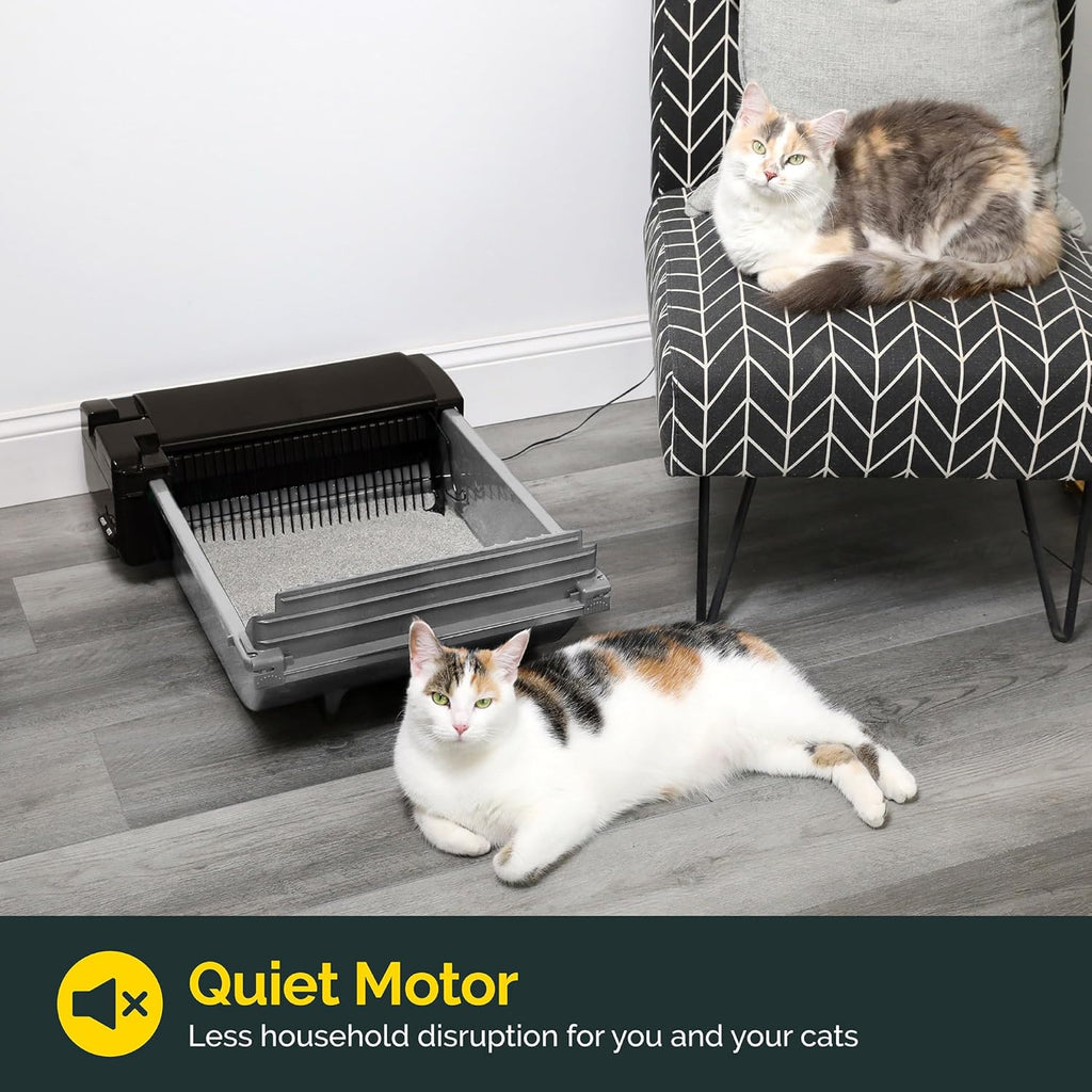 R0BTECH Self Cleaning Semi Automatic Cat Litter Box - Smart Scoop Cat Litter Box with 18 Bags & Carbon Filter for Up to Two Cats 6-16 Pounds