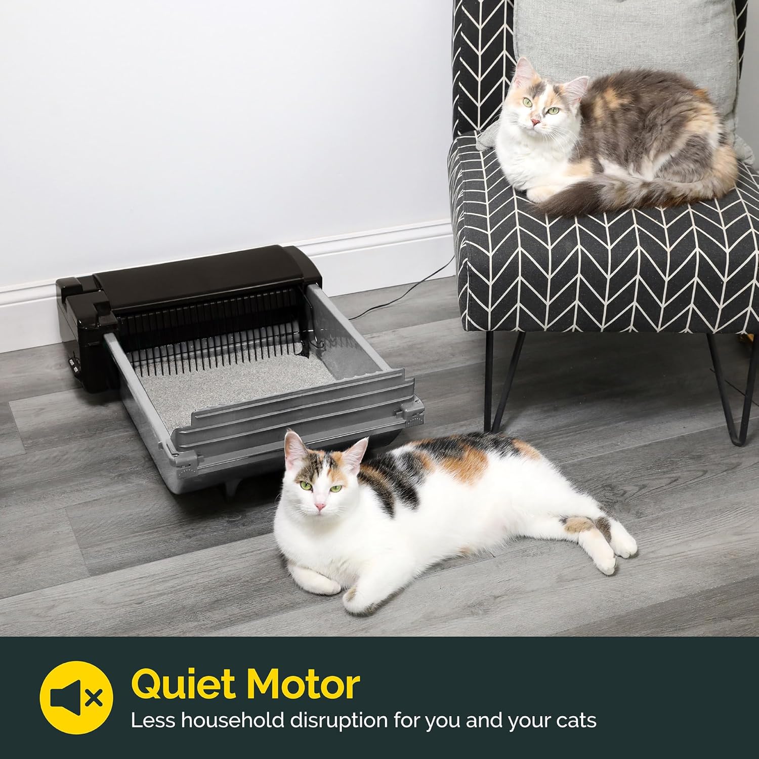 R0BTECH Self Cleaning Semi Automatic Cat Litter Box - Smart Scoop Cat Litter Box with 18 Bags & Carbon Filter for Up to Two Cats 6-16 Pounds