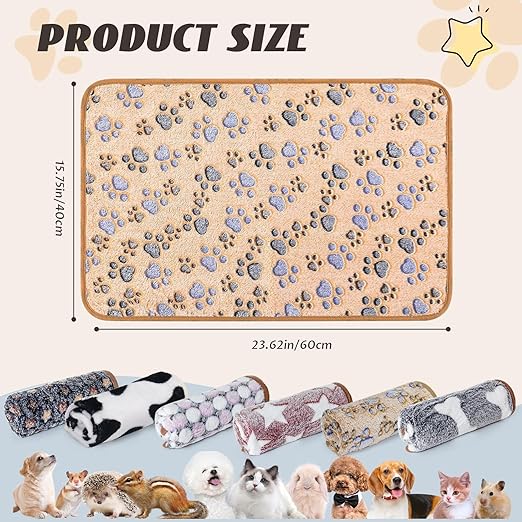 R0BTECH 6 Pcs Absorbent Guinea Pig Blankets Washable Small Animal Fleece Bedding Cage Liners Reusable Pet Pee Pad Sleep Mat Pad Cover for Hamster Ferret Rabbit Chinchilla Hedgehog (16"x24")