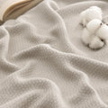 R0BTECH GentleSoft 100% Cotton Large Throw Blanket for Couch 50x70 inches - Cooling Breathable and Lightweight, Soft Cozy Herringbone Woven Cotton Throw for Summer, Linen Beige Office Chair Blanket