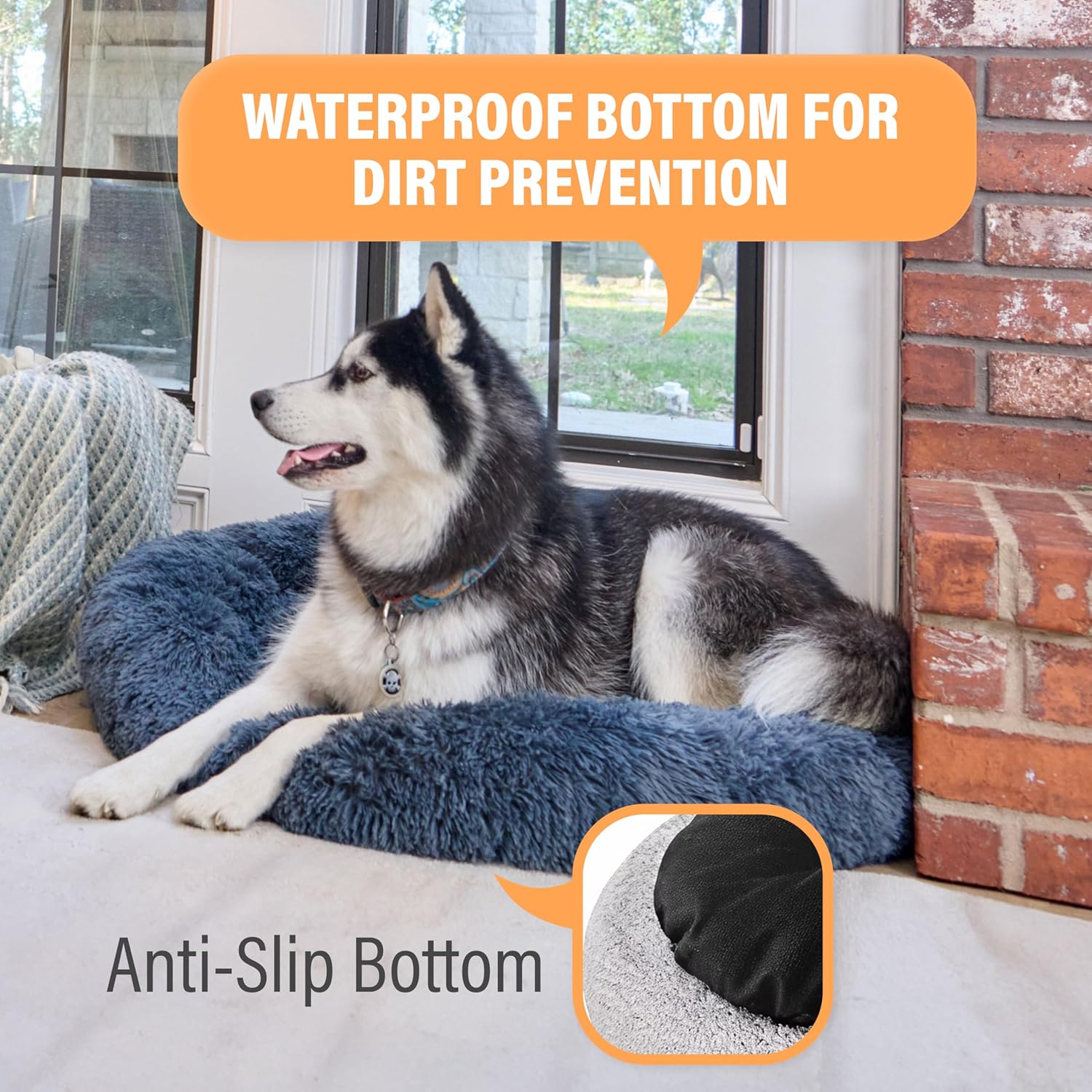 R0BTECH Pets Large Dog Bed, Calming Orthopedic Pet Bedding for Anxiety Relief, Joint Support & Comfort, Washable Dog Furniture, M 45lbs, Dark Grey