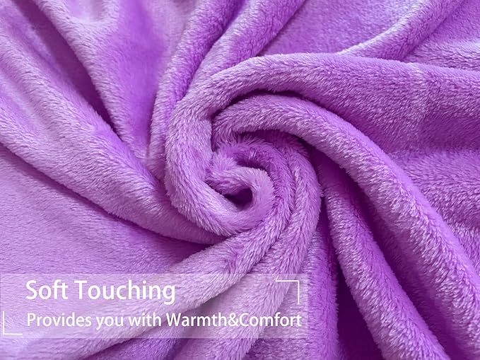 R0BTECH Soft Puppy Flannel Fleece Blanket for Pet Dog Cat, Plush Microfiber, Cozy and Lightweight, Light Purple, Pet, 19 x 27 inch (50 x 70 cm)