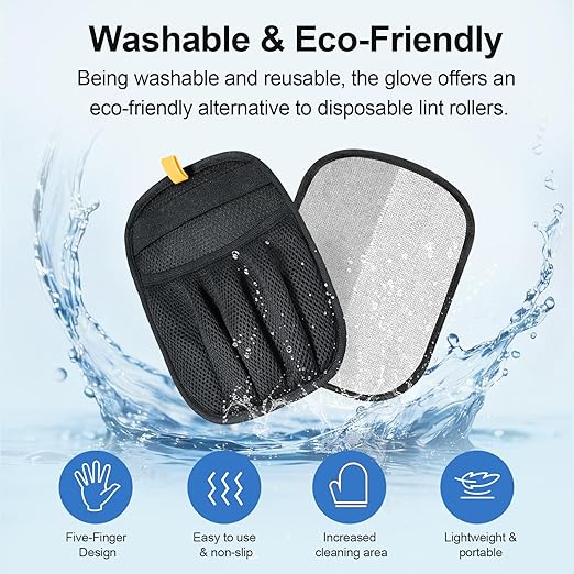 R0BTECH Pet Hair Removal Glove for Cats & Dogs, Upgraded Five-Finger Electrostatic Pet Hair Glove, Reusable Magic Brush Pet Hair Remover Tool for Laundry, Couch, Carpet, Car Seat