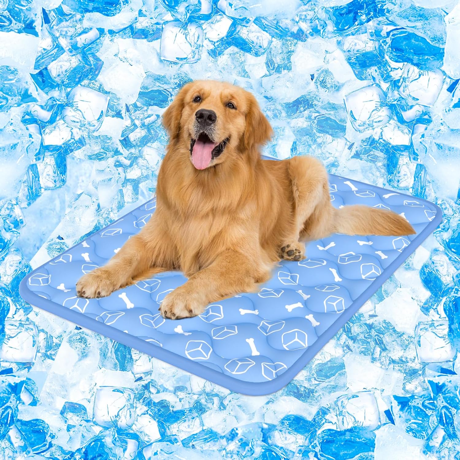 R0BTECH Dog Cooling Mat 2.0, Ocean Blue,44" x 32" Thick & Durable Cooling Mat for Extra Large Dogs, Long-Lasting Cool with Waterproof & Color-Changing Arc-Chill Tech (Q-Max>0.5) Washable& Non-Toxic