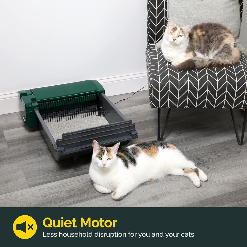 R0BTECH Self Cleaning Semi Automatic Cat Litter Box - Smart Scoop Cat Litter Box with 18 Bags & Carbon Filter for Up to Two Cats 6-16 Pounds