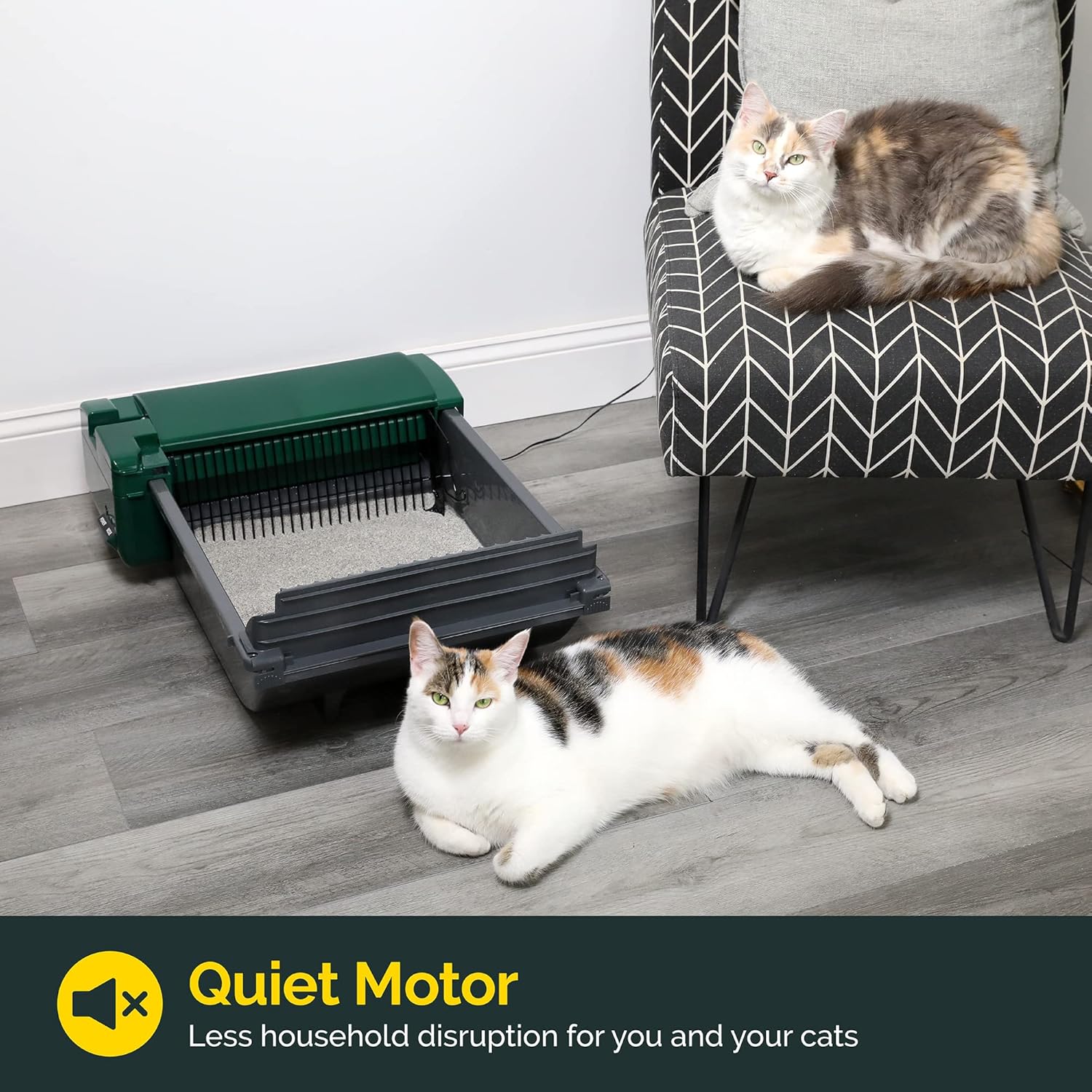 R0BTECH Self Cleaning Semi Automatic Cat Litter Box - Smart Scoop Cat Litter Box with 18 Bags & Carbon Filter for Up to Two Cats 6-16 Pounds