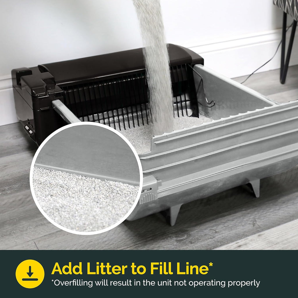 R0BTECH Self Cleaning Semi Automatic Cat Litter Box - Smart Scoop Cat Litter Box with 18 Bags & Carbon Filter for Up to Two Cats 6-16 Pounds