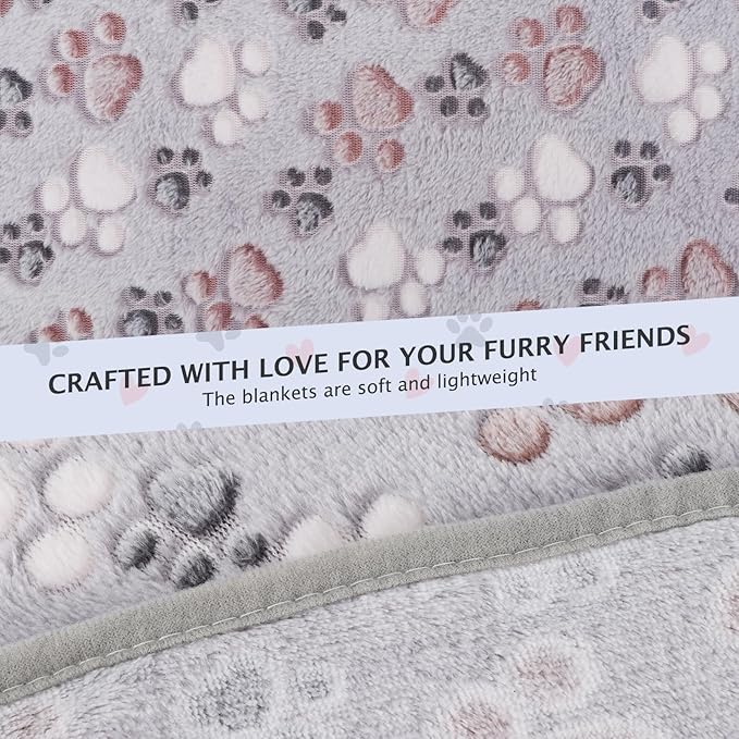 R0BTECH 6 Pack Small Dog Blanket, Super Soft Warm Pet Cover Blankets, Paw Print Puppy Fleece Flannel Blanket for Small Medium Dogs and Cats MW003