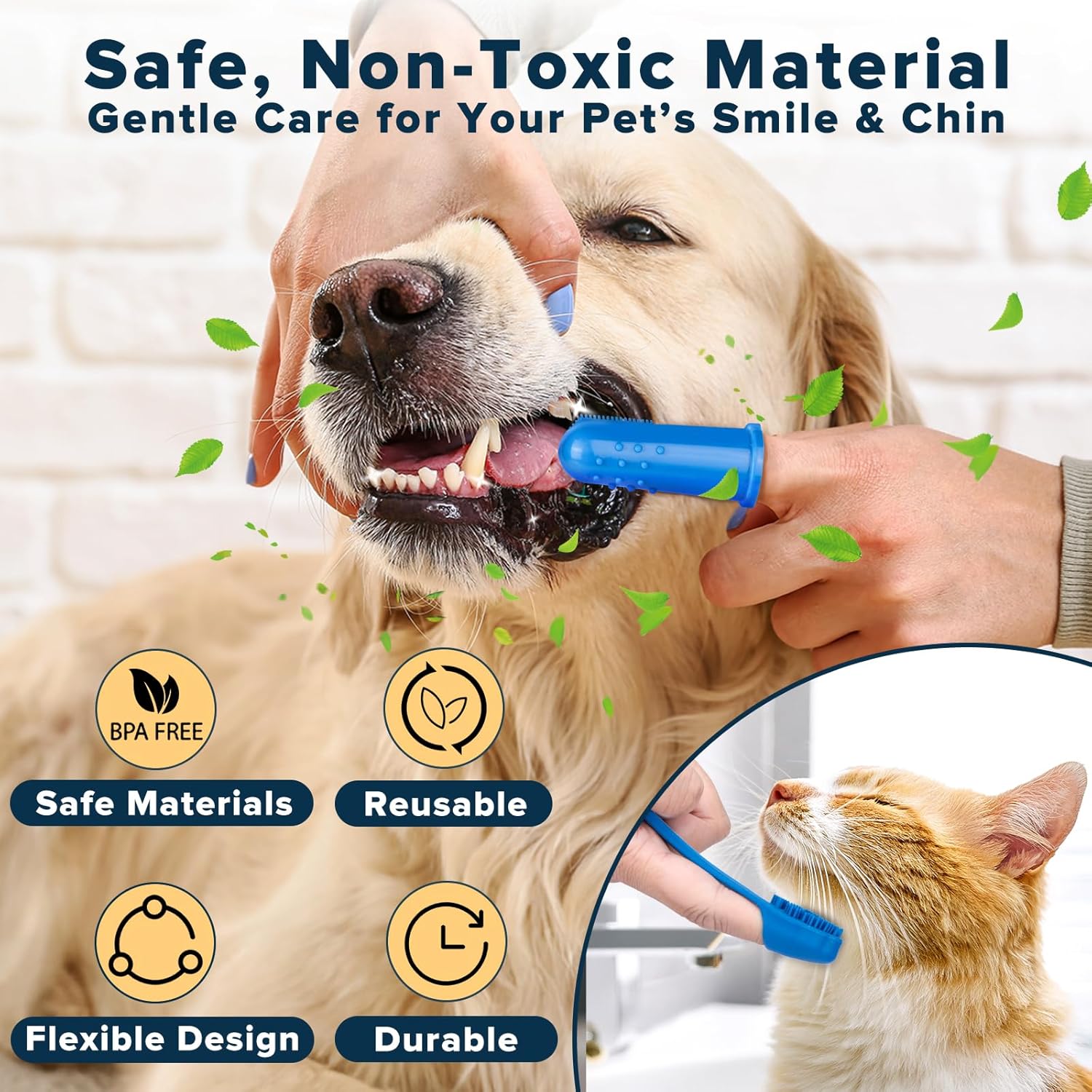 R0BTECH 6PCS Pet Grooming Kit for Dogs, Cats and Horses | Dog Washing Gloves | Cleanroom Gloves | Dog Bath Brush | Dog Bath Gloves | Dog Shampoo Brush | Dog Bath Supplies (Navy Blue)