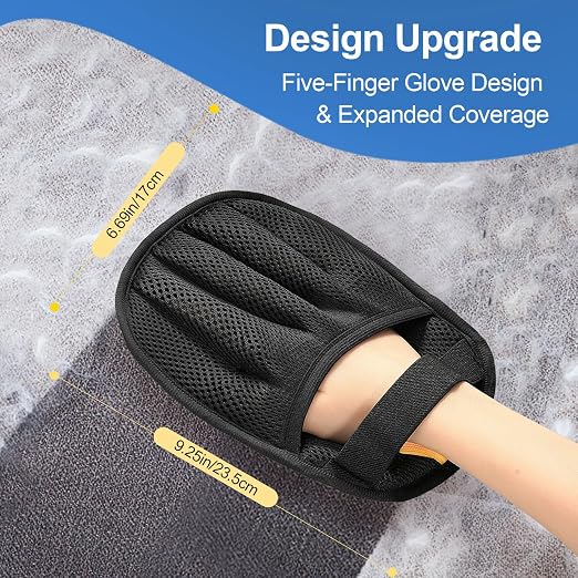 R0BTECH Pet Hair Removal Glove for Cats & Dogs, Upgraded Five-Finger Electrostatic Pet Hair Glove, Reusable Magic Brush Pet Hair Remover Tool for Laundry, Couch, Carpet, Car Seat