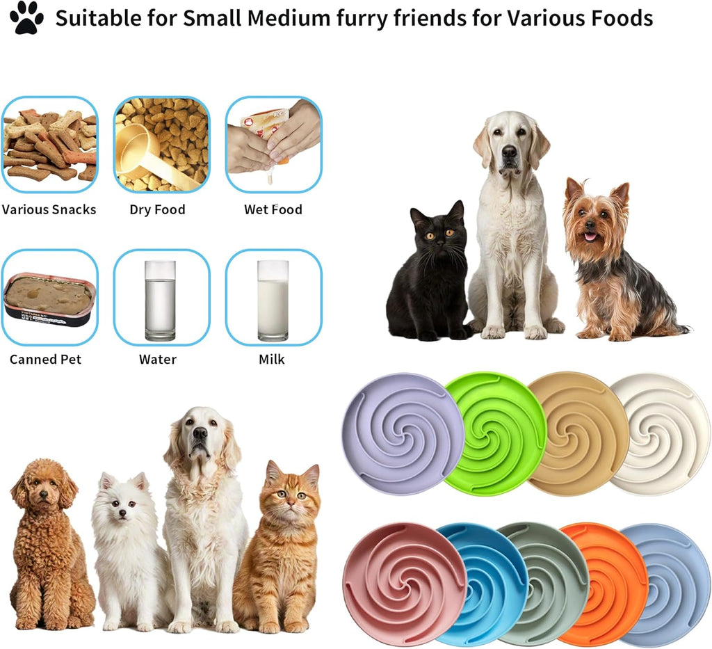 R0BTECH Slow Feeder Dog Bowls, Dishwasher Microwave Safe Silicone Puppy Puzzle Bowl with Non-Slip Design for Eating (Grey Green)