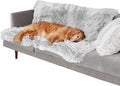 R0BTECH  Waterproof Throw Blanket for Dogs & Indoor Cats, Washable - Shaggy Plush Calming Long Faux Fur & Velvet Dog Blanket - Mist Gray, XL