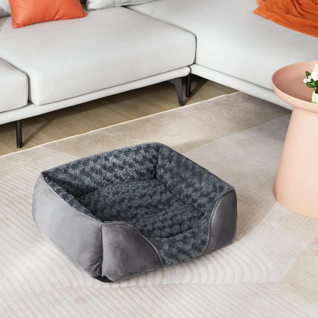 R0BTECH Rectangle Washable Orthopedic Dog Bed for Small, Medium and Large Dogs, Soft Calming, Sleeping Puppy Bed Durable Pet Cuddler with Anti-Slip Bottom, S (20"x19"x6")