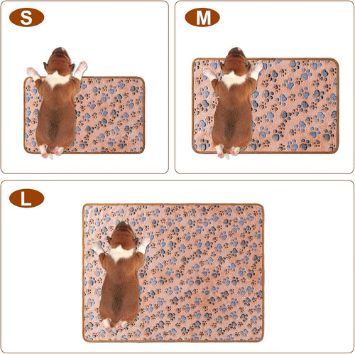 R0BTECH 1 Pack 3 Blankets Super Soft Fluffy Premium Fleece Pet Blanket Flannel Paw Printed Throw for Dog Puppy Cat (Small 23x16'', Brown, Pink, White)